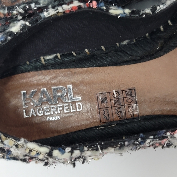 Karl Lagerfeld Arogo 2 Tweed Slip On Flat Shoes Size 8 - Picture 8 of 14